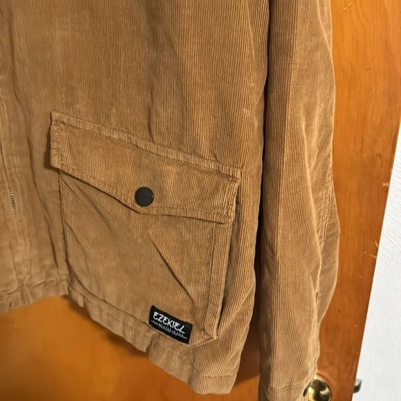 Corduroy Jacket Mens Medium Brown Flannel Lined - Picture 3 of 4